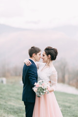 modern wedding in the mountains in Sochi and the sea, a wedding in a European style by car.