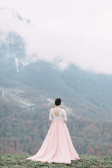 modern wedding in the mountains in Sochi and the sea, a wedding in a European style by car.