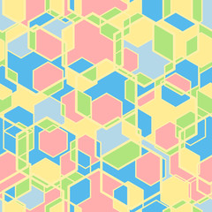 Hexagon Seamless Pattern . Vector Background in blue color.