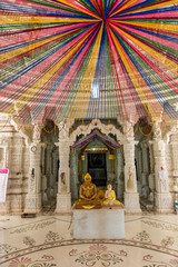 colorful ceiling of Jain Temple near Bera, Rajasthan