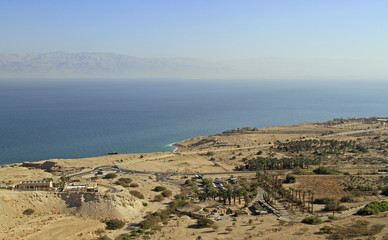 coast of the Dead Sea from the mountain top