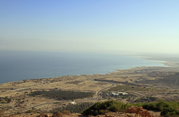 Fototapeta premium coast of the Dead Sea from the mountain top