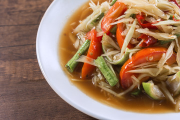 papaya salad Food of Thailand.