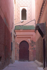 Old streets of Marrakech medina district in Morocco	