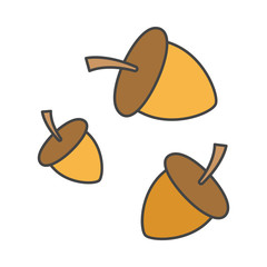 Cartoon Forest Ripe Acorns Isolated Illustration