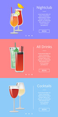 Nightclub Drinks and Cocktails Vector Illustration