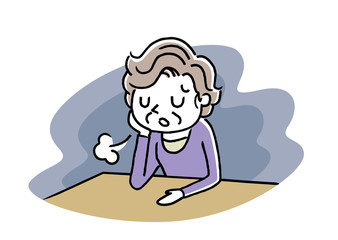 シニア女性：うつ、落ち込む
