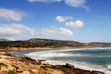 Fototapeta na wymiar Panorama of Taghazout Beach, Morocco