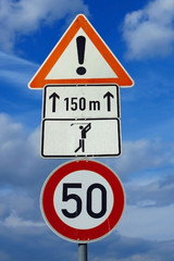 Verkehrszeichen Warnung Golfspieler