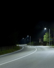 night road with modern LED streetlights
