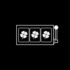 Four-leaf clover slot reels icon black and white vector illustration