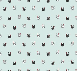 Naklejka premium cat funny seamless vector pattern