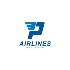 letter p logo design, airline letter logo, p letter blue logo