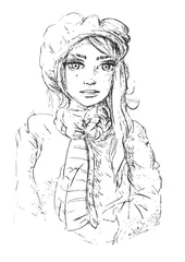 Tapeten potlood schets vector vrouw portret © emieldelange