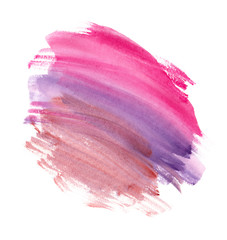 Bright pink, pastel purple and pale brown diagonal gradient brush strokes painted in watercolor on clean white background