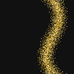 Round gold glitter. Right wave with round gold glitter on black background. Classy Vector illustration.