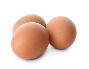 Fototapeta na wymiar Chicken eggs on white background