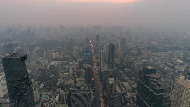 central business area of Bangkok aerial in 4k