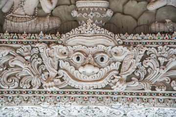 Beautiful molding art at Ming Muang temple in Nan province
