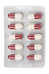 Brown and white capsule in blister pack