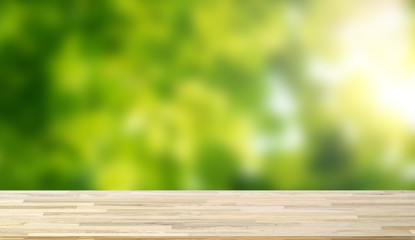 Wooden worktop on blur background