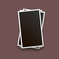 vintage photo frame with shadow isolated on brown background. Vector Photo realistic Mockups with empty space for photo.