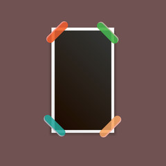 vintage photo frame with shadow isolated on brown background. Vector Photo realistic Mockups with empty space for photo.