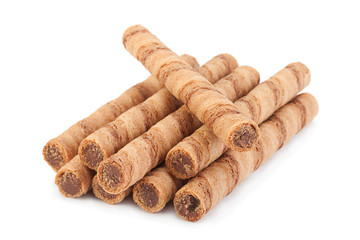 Waffle rolls stick closeup