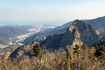 Panoramic and idyllic nature of South Korea, Seoraksan National Park, Pyeongchang