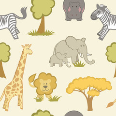 Safari Animal Themed Repeat Pattern