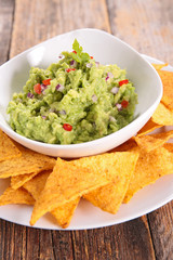 guacamole with tortilla chip