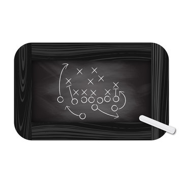 American football strategy on blakcboard with chalk Vector Football Play. Football America. NFL American football formation tacticson. American football field tactics. Touchdown.