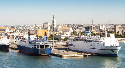 passenger ships anchored in the port 