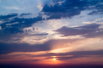 Fototapeta na wymiar Sunset cloudy sky over the Black Sea
