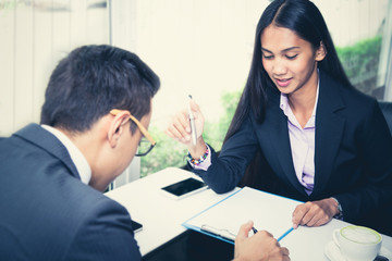 Business woman is working in the office.