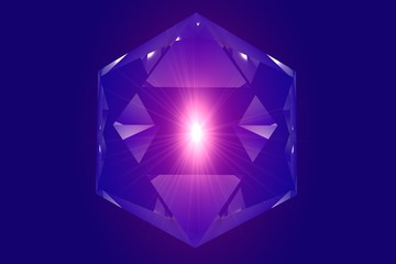 Icosahedron. Magic crystal, an element of water. Platonic body of equilateral triangles. 3d illustration