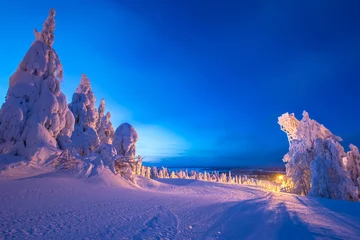 Foto auf Alu-Dibond Heavy snow landsscape from Vuokatti ski resort. Sotkamo, Finland. © ville