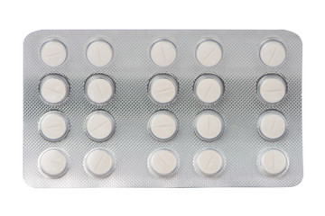 White medical tablet in blister pack