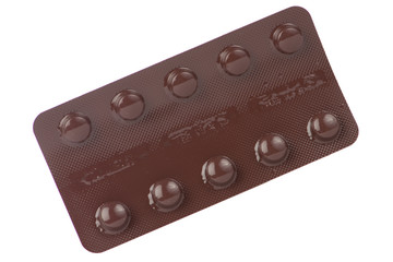 Brown medicine blister pack, Protect light packaging