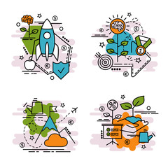 Fototapeta premium Set of outline icons of Growth..Colorful icons for website, mobile, app design and print.