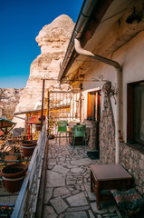 Local style guest house Goreme Cappadocia, Turkey in a beautiful summer day