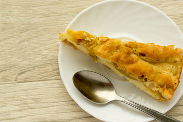 Apple pie made at home on wooden backgraund