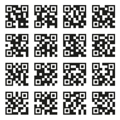 QR Codes Set. Example Icons on White Background. Vector