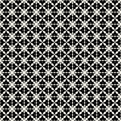 Fabric print. Geometric pattern in repeat. Seamless background, mosaic ornament, ethnic style. Two colors