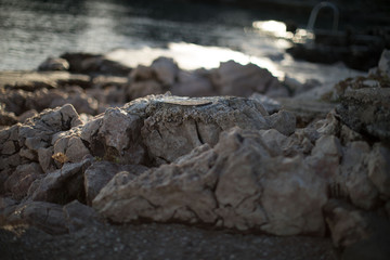 the picture of travertine rocks on the sea beach