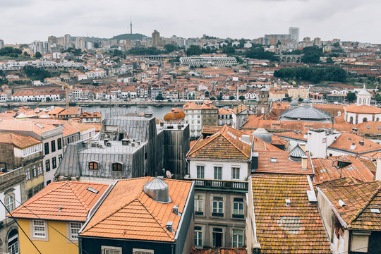 Rooftops of old city of Porto in Portugal.