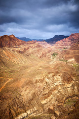 Wide Canyon "Fataga" on Island of Gran Canaria in Spain / 14 km long canyon seen from viewpoint "Degollada de las yeguas"