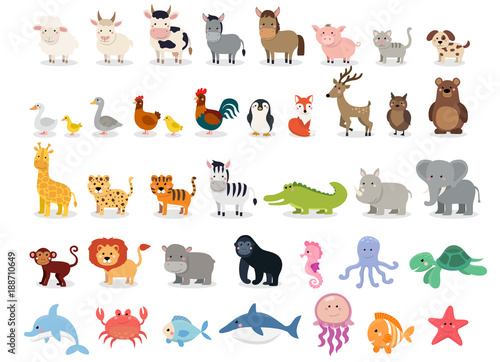 cute animals collection farm animals wild animals marina animals