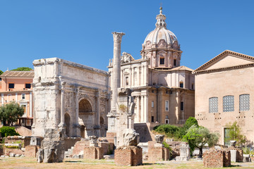 Fototapeta na wymiar The ancient Roman Forum in central Rome