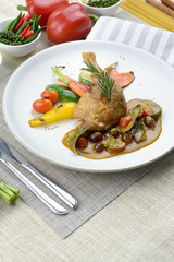 Fried chicken steak with panang curry sauce